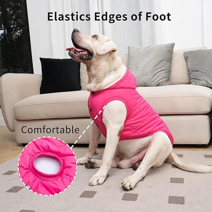 Vecomfy Fleece Lining Extra Warm Dog Hoodie in Winter,Small Dog Jacket Puppy Coats with Hooded Pink XS