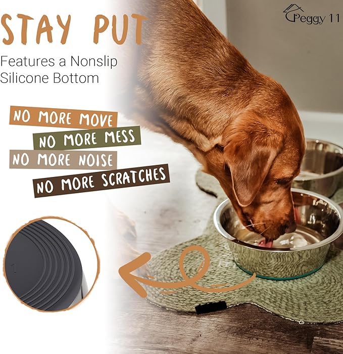 PEGGY11 Deep Stainless Steel Anti-Slip Dog Bowls - 2-Pack, 16 Cups