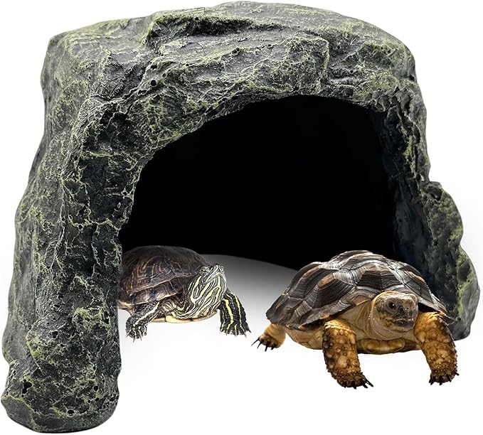BNOSDM Reptile Hideout,Tortoise Hide Cave,Resin Rock,Bearded Dragon Hideaway,Turtle Basking Platform,Reptiles Habitat Decor Tank Accessories for Lizards Gecko Snakes Chameleon Frogs