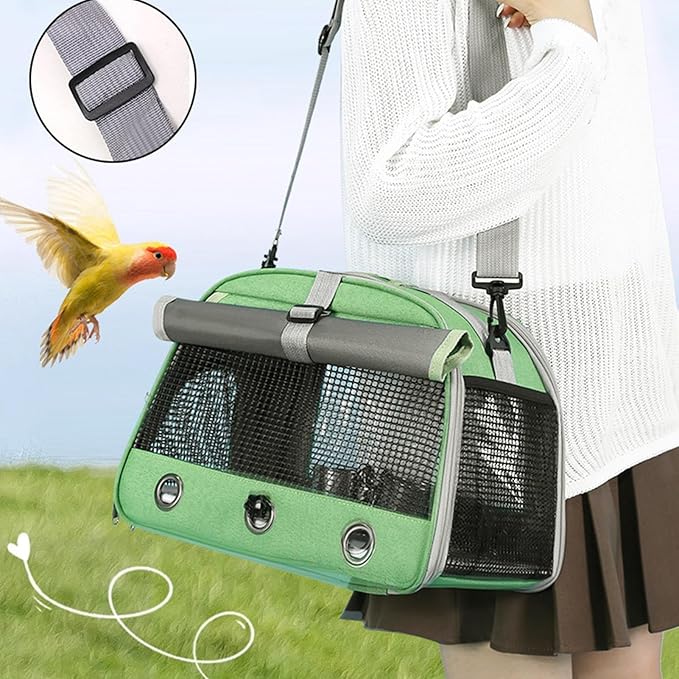 Portable Parrot Travel Bag – Zippered Breathable Bird Carrier with Shoulder Strap, Lightweight Parrot Transport Bag for Walking, Sunbathing, and Outdoor Trips | Ideal for Small Birds, Parakeets