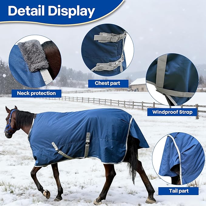XUANNIAO Winter 1200D Premium Turnout Horse Blanket,Medium Weight Waterproof Blanket