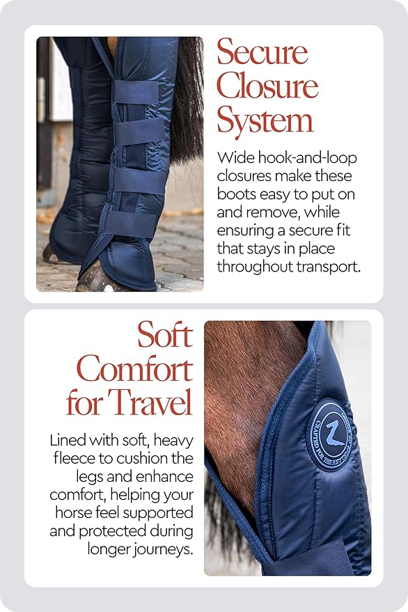 HORZE Horse Shipping Boots Set of 4 - Peacoat Dark Blue - Cob