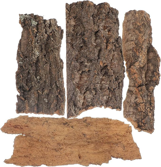 4pcs Cork Bark Reptile Decor Natural Tree Bark Climbing Platforms Reptiles Terrariums Background Cork Wood Habitat Tank Decoration for Snake Basking Lizard Hiding and Safe, Random Shape and Size