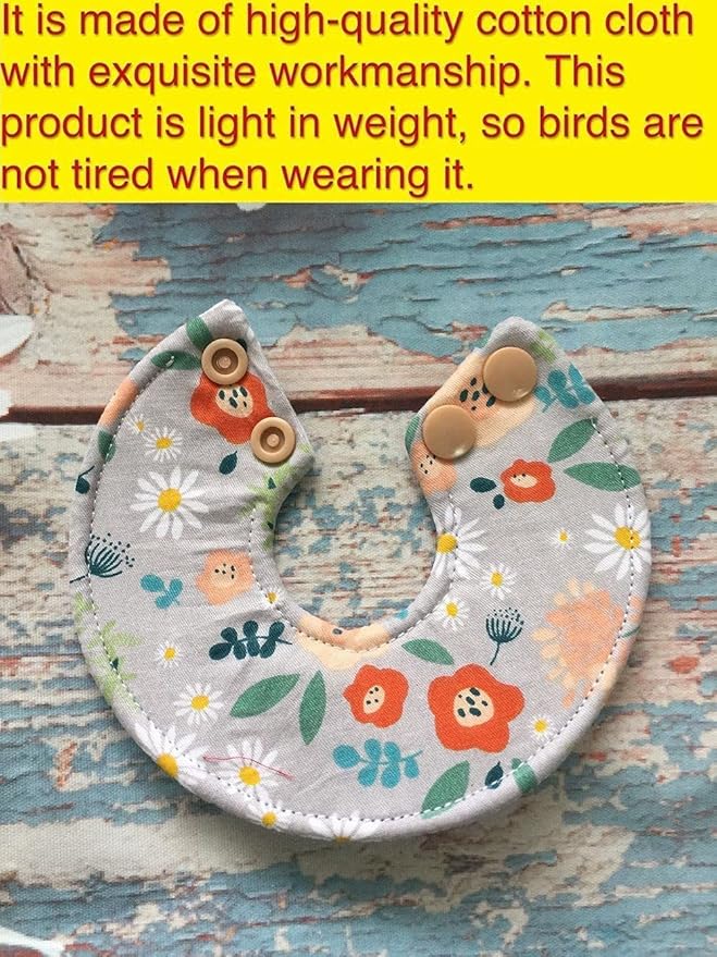 Adjustable Bird Collar - Recovery Collar Parrot Elizabeth Collar for Feather Plucking Feather Protector Shield with Soft Padded Cotton Neck Cone Anti-bite Anti-Licking Wound Healing (3XL,Flower)