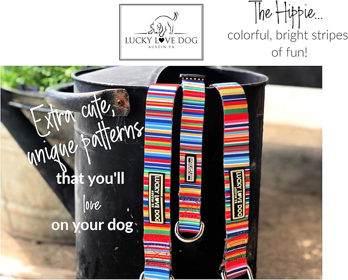 Lucky Love Dog - Adjustable Dog Collar with Easy Click Buckle for Small Dogs, Durable, & Comfortable for Male & Female Dogs, Pet Collar for Puppies & Adult Dogs - Hippie, Small