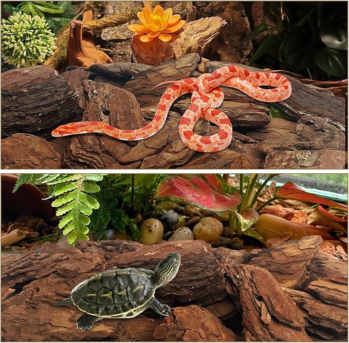 Hamiledyi Reptile Bark Bedding 22.9oz Tortoise Habitat Bedding Natural Wood Chips Terrarium Substrate Bearded Dragon Tank Accessories for Snake Box Turtle Gecko Hermit Crabs Pack of 2 (Large)