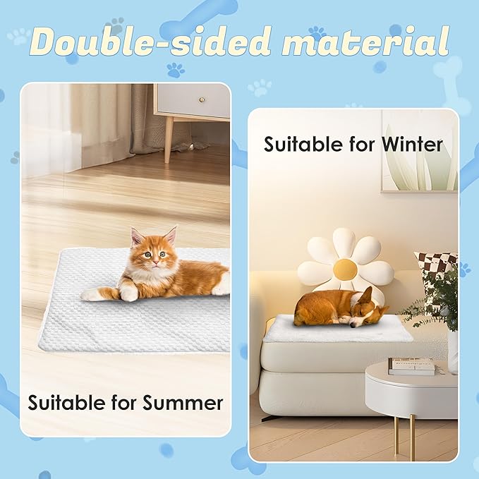 PatiencET Dog Cooling Mat, 18'' x 24" Reversible Dog Crate Pad (Cool and Warm), Pet Cooling Pad Bed with Washable Removable Cover, Soft Kennel Pad for Small Medium Dogs, Heated Warm Cat Bed