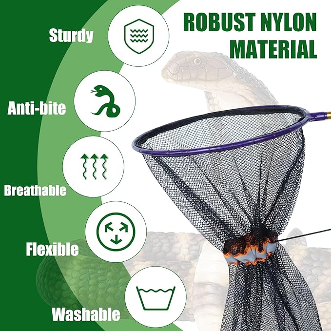 IC ICLOVER Snake Catcher Net, Snake Grabber Handling Tool, Snake Catching Net with Telescopic Pole, Adjustable Snake Capture Stick, Rattle Snake Catching and Transport Picker, Extended from 16" to 59"