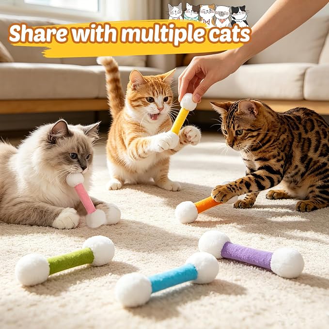 CiyvoLyeen Plush Cotton Swab Catnip Toys for Indoor Cats 6 Pack - Image 6