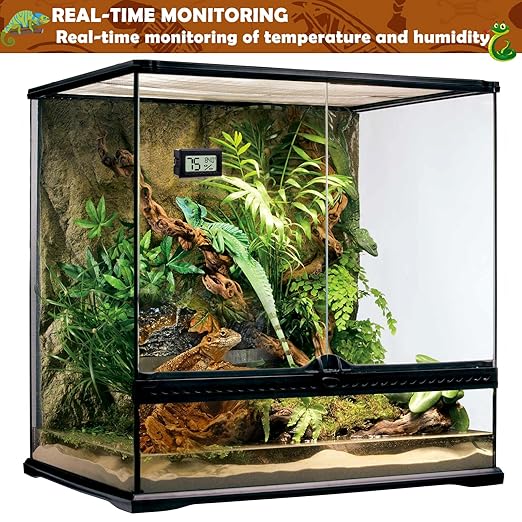 Vodolo Reptile Thermometer and Humidity Gauge,4PCS Digital Adhesive Reptile Hydrometer Thermomete Tank Accessories Pet Supplies for Tortoise Habitat,Chameleon Cage,Iguana,Tree Frog Terrarium