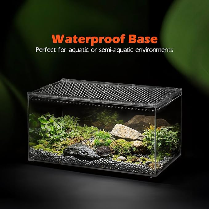 AZV Escape Proof Reptile Terrarium,Shatter Proof Polycarbonate Tarantula Tank with Magnetic Lid,Ventilated Spider Enclosure,360° Clear View,Easy Clean Habitat for Gecko,Frogs,Insects,Hermit Crabs L