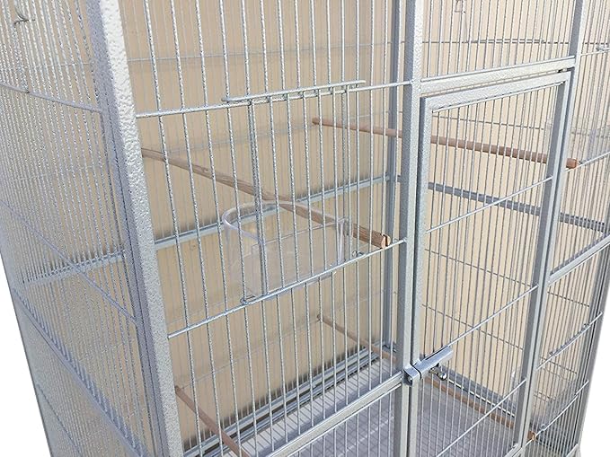 64" Extra Large Wrought Iron Side Nesting Box Doors for Flight Breeding Canary Parakeet Cockatiel Lovebird Finch Bird Flight Home Cage Easy to Clean Pull Out Tray with Removable Rolling Stand