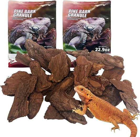 Hamiledyi Reptile Bark Bedding 22.9oz Tortoise Habitat Bedding Natural Wood Chips Terrarium Substrate Bearded Dragon Tank Accessories for Snake Box Turtle Gecko Hermit Crabs Pack of 2 (Large)