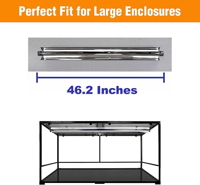 CAROLINACUSTOMCAGES Carolina Custom Cages T5HO 46” UVB Reptile Light Fixture 54w, Bearded Dragon and Reptile Terrarium Light Fixture