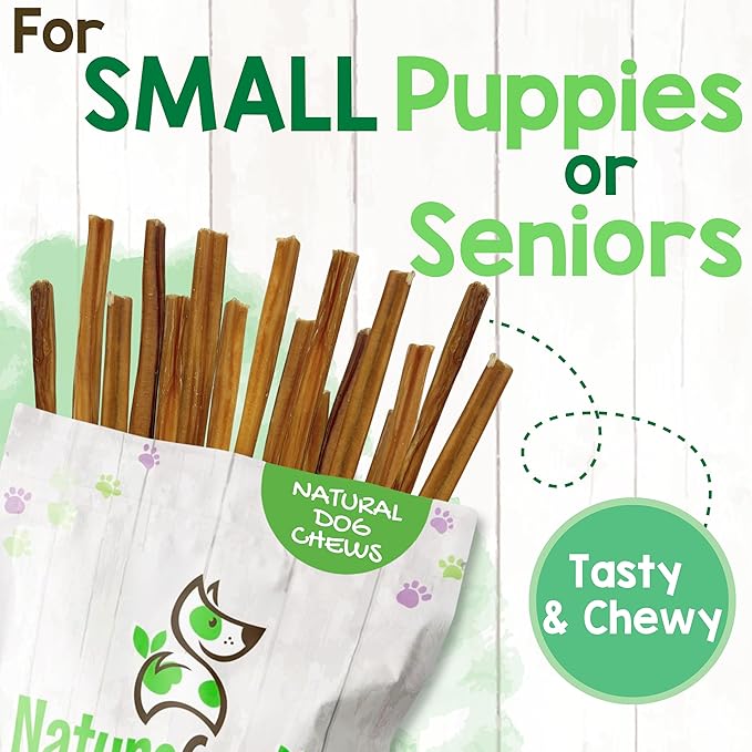 Nature Gnaws Extra Thin Bully Sticks for Small Dogs 5-6" (50 Count) - Long Lasting for Light Chewers and Puppies - Natural Beef Dog Chew Bone