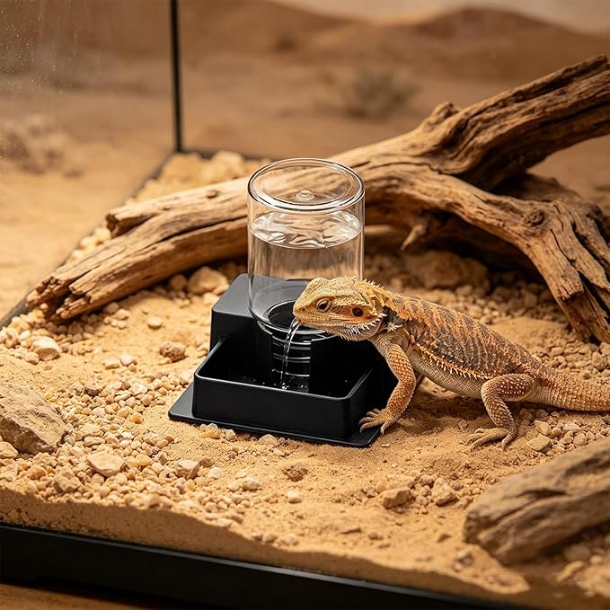 Bearded Dragon Water Bowl - Automatic Leak-Proof Wide-Mouth - Automatic Water Dispenser for Turtle,for Snake Lizard Bearded Dragon Home Indoor Garden Yard Backyard Tank Snake