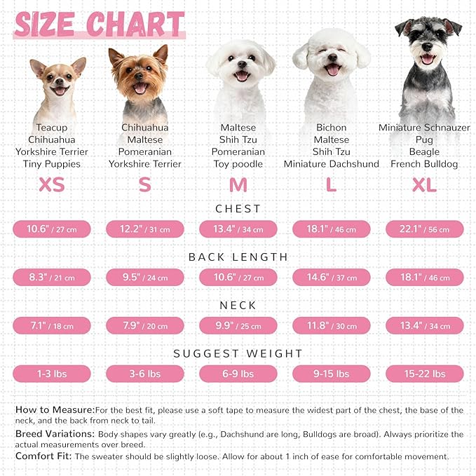 ABRRLO Small Dog Sweaters Cute Bear Dog Cardigans Clothes for Small Medium Dogs Boy Girl Puppy Cat Knitting Cardigan Outfits Dogs Winter Coats Warm Pet Doggy Clothes Soft Knitwear (Pink, Small)
