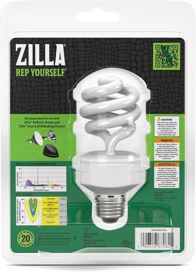 Zilla Fluorescent Coil Bulb Tropical 20 Watts, White