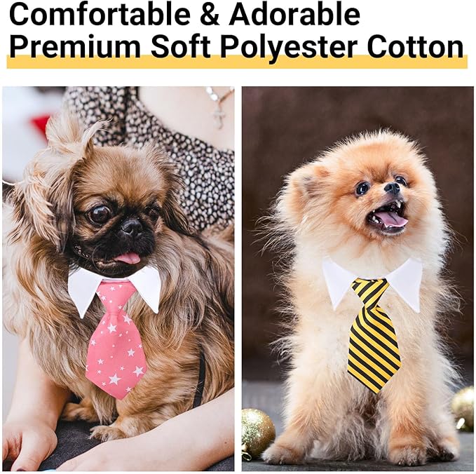 Segarty Cat Neck Tie, 6 Pack Cat Necktie with Suit White Collar Adjustable, Pet Tuxedo Costume Outfits for Male Boy Small Dogs Puppies Birthday, Valentine's Day, Wedding