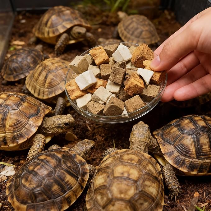 Freeze-Dried Chicken, Duck, Beef & Salmon for Turtles Treats| 3 oz Canister of Premium Protein Turtle Food | Natural Diet for Aquatic Turtles, Red Eared Sliders & Tortoises (3 oz)