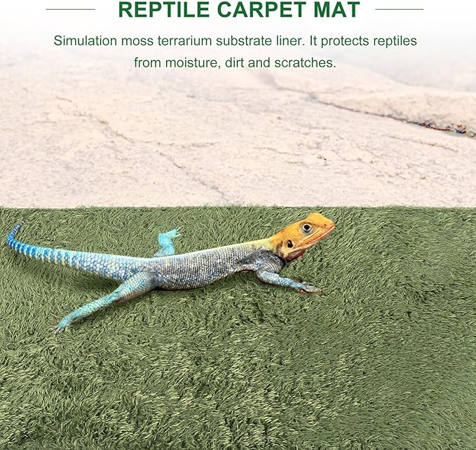 jojofuny 2pcs Moss Reptile Carpet Terrarium Liner Substrate Mat for Lizards Turtles Snakes Bearded Dragons Moisture-Resistant Non-Adhesive Reptile Tank Bedding for Pets