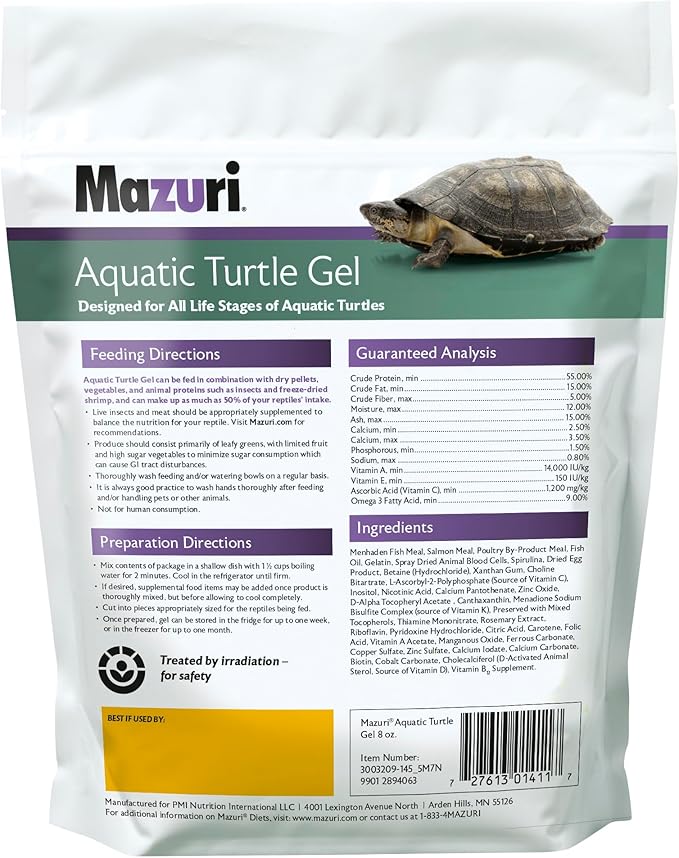 Mazuri | Aquatic Turtle Food | Easy-to-Serve Gel | Freshwater Formula- 8 Ounce (8 oz) Bag