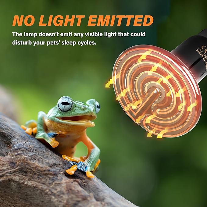 Simple Deluxe 75W Ceramic Heat Emitter Reptile Heat Lamp Bulb No Light Emitting Brooder Coop Heater for Amphibian Pet & Incubating Chicken, 2 Pack