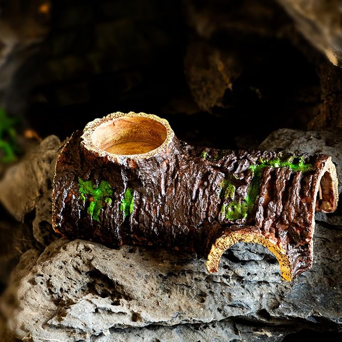 Reptile & Amphibian Hideaway Cave & Tree Simulation Habitat, Complete with Feeding Tank, Ideal for Lizards, Geckos, Snakes, Salamanders, Spiders, Hermit Crabs, Tree Frogs, Turtles & Chameleons