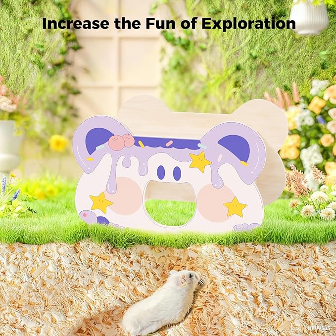 Mini&moe Hamster Houses and Hideouts - Hamster Hideouts with Window Small Animals Cage Accessories with Paltform for Rat Gerbils and Other Small Pets
