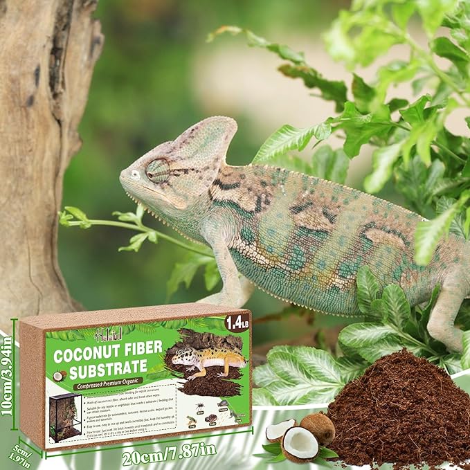 Halatool Coconut Fiber Substrate 2 Pack,Organic Reptile Tank Substrate & Bedding for Leopard Gecko Tortoise Snake Lizard Hermit Crab Tarantula Frog