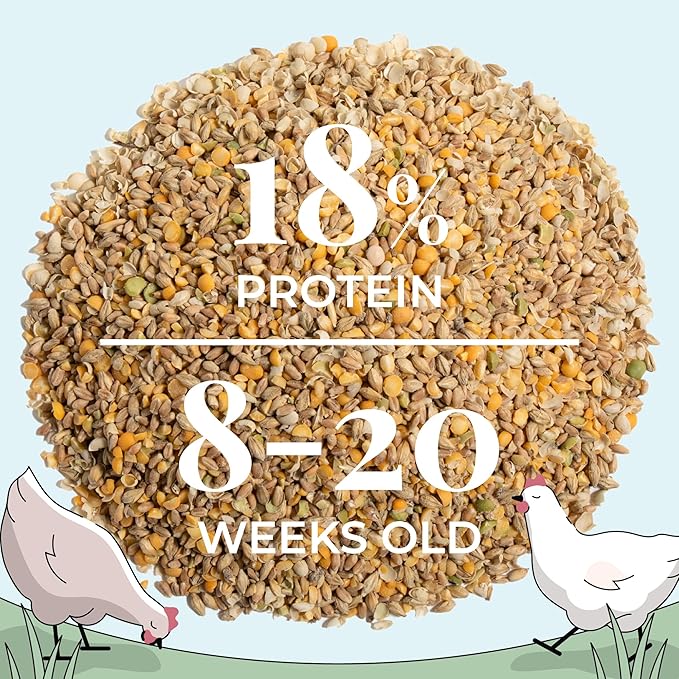 Mile Four Organic Chicken Feed – Grower Whole Grain, Non-GMO, USA Grown, 18% Protein, Corn-Free, Soy-Free, Non-Medicated Feed for Chickens, 2 lb Sample