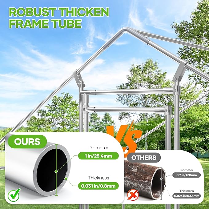 Assark Large Metal Chicken Coop,10x13 FT Walk in Chicken Runs with Cover for 20 Chickens,Hen House Enclosure with Security Lock, Outdoor Duck Rabbit Cage Poultry Pens for Backyard,Farm,Yard
