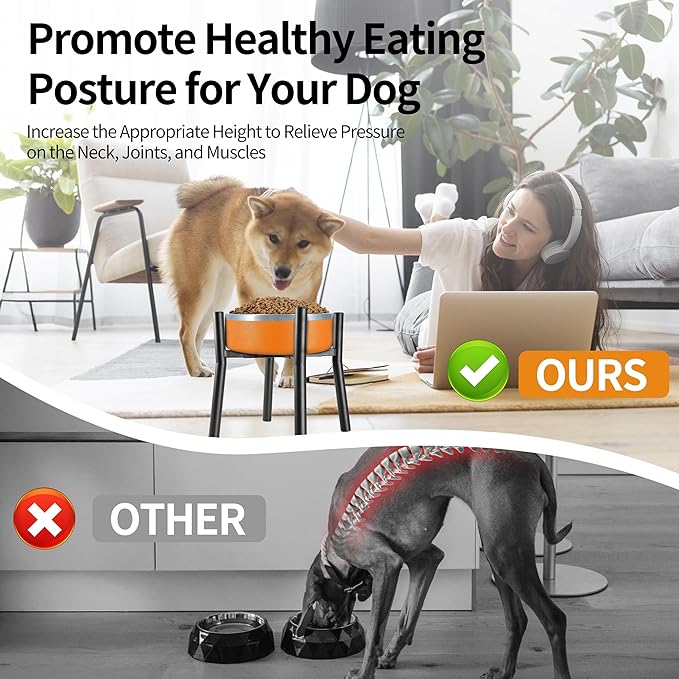 PROERR Lifted Dog Bowl Stand - Without Bowls, Single Raise Pet Food Table Adjustable Wide 7-11", Tall 12" - Bowl Stand Size Optional, Dog Bowls Holder Elevated for Small Medium Large Dogs Breed