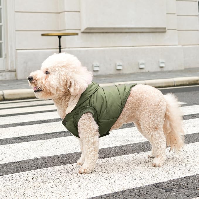 Vecomfy Extra Warm Dog Hoodie in Winter for Large Dogs Jacket Pet Coats with Hooded Green XXL