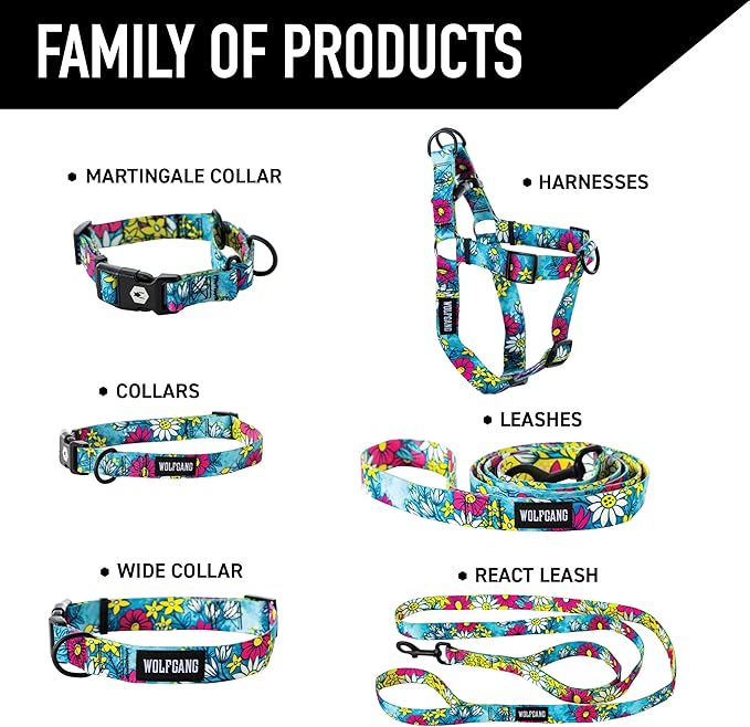 Wolfgang Heavy Duty Adjustable Dog Harness, Pull-Tested for Walking & Training, LazyDaisy Print, Medium