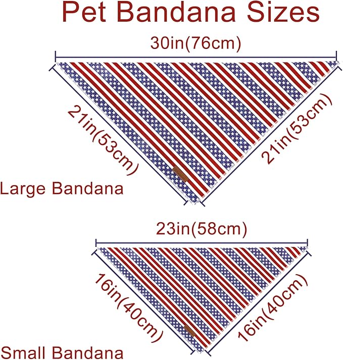 4th of July Dog Bandana, Patriotic Bandana for Small Medium Dog, Cute Patriotic Puppy Bandana, Cotton American Flag Pet Triangle Bid Scarf Kerchief for Girl Boy Dogs or Cats