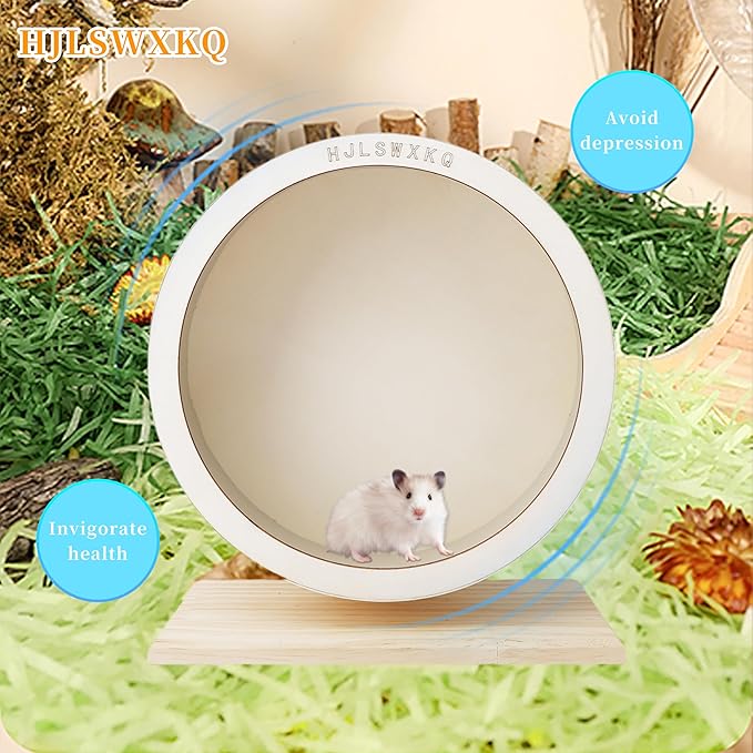 12 in Large Silent Exercise Hamster Wheel – Wooden Hamster Wheel with Removable Washable Track, Quiet Wheel for Gerbils, Mouse, Syrian Hamster,Hedgehog