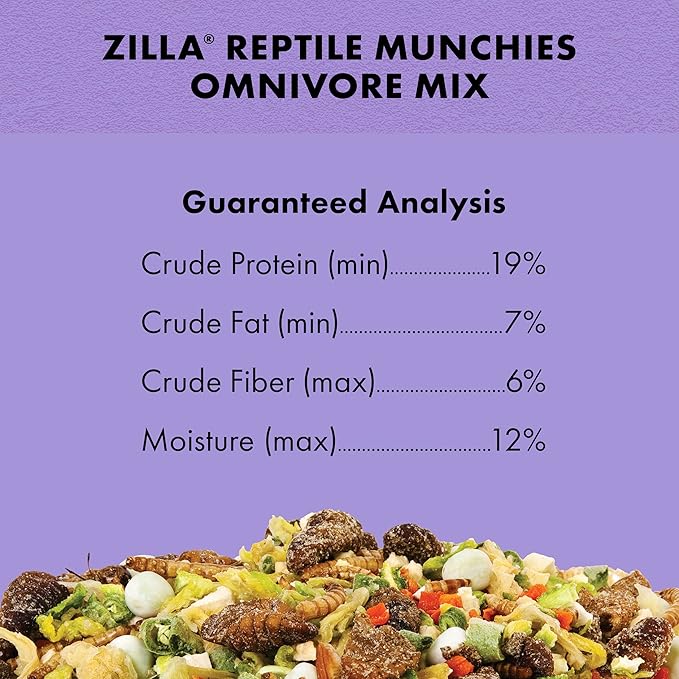 Zilla Reptile Munchies, Omnivore Mix, Dehydrated and Sun Dried Vegetables and Insects, 4 Ounces