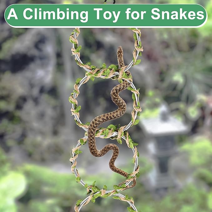 Snake Climbing Rings for Ball Python, Snake Climbing Accessories Ball Python Enrichment with 6 Rings, 1 Five-Meter Rope and 2 Climbing Buckles