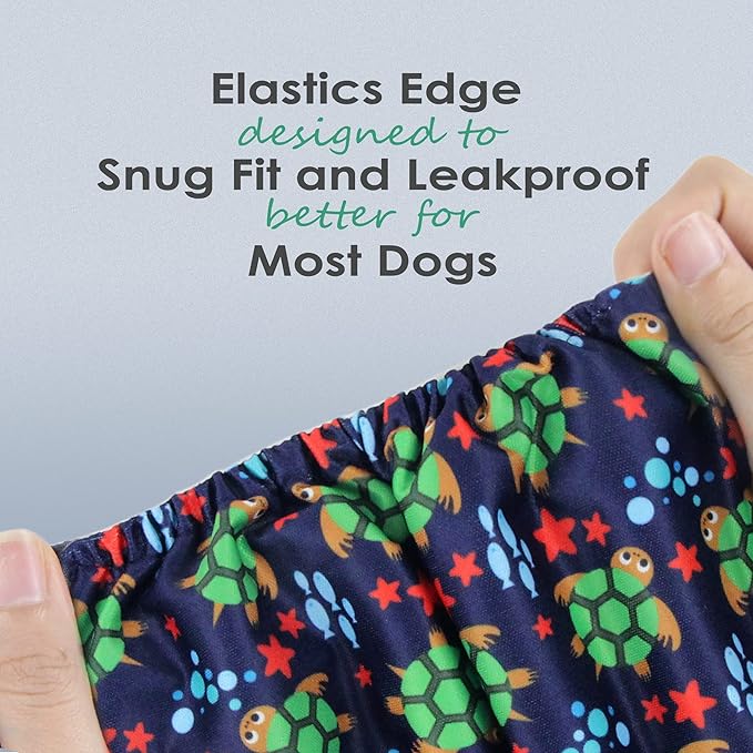 wegreeco Washable Dog Diapers - Washable Male Dog Belly Wrap - Pack of 3 (Turtle, X-Large)