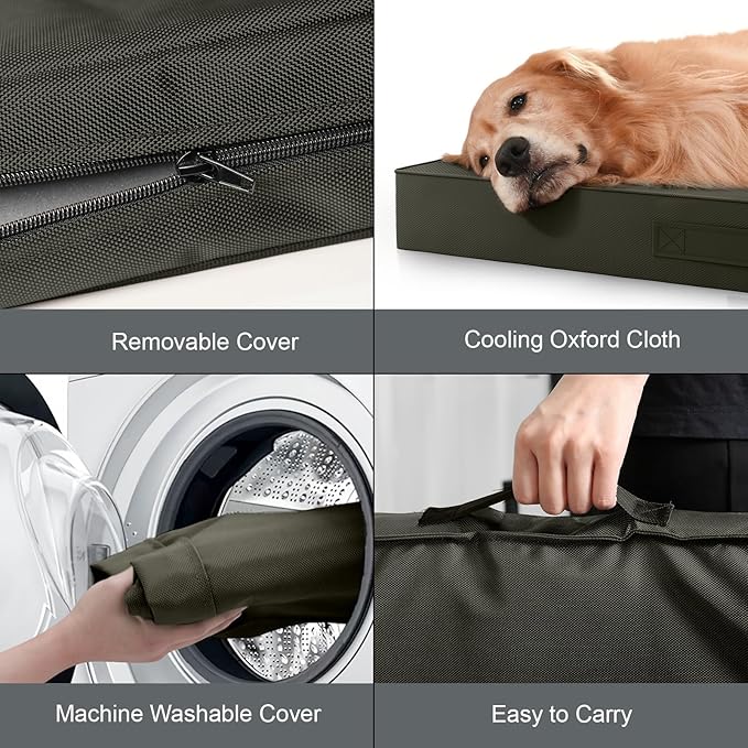 Outdoor Waterproof Dog Bed, Big Dog Bed for Large Size Dogs, Orthopedic Egg Crate Foam Pet Bed with Washable Removable Oxford Cover, 36x27 Inch, Brown
