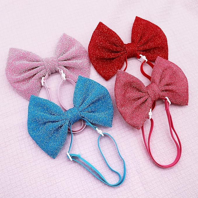 4Pcs Dog Hair Bow Headband for Small Medium Dogs, Adjustable Pet Dog Hair Bow Headband for Pets Puppy Cats Grooming Accessories (Solid Color B, for Puppies)