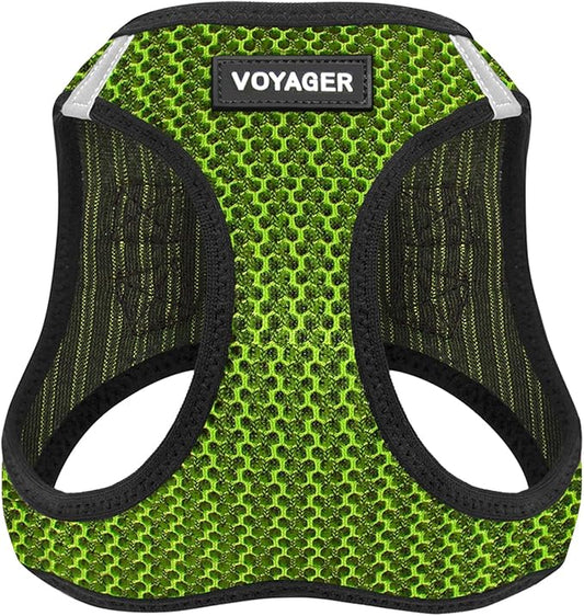 Best Pet Supplies Voyager Step-in Air Harness - All Weather Mesh, Reflective, No Pull Harness for Dogs, Cats - Secure with Hook & Loop Fastener, Buckle, Double D-Rings - Lime Green 2-Tone, XS