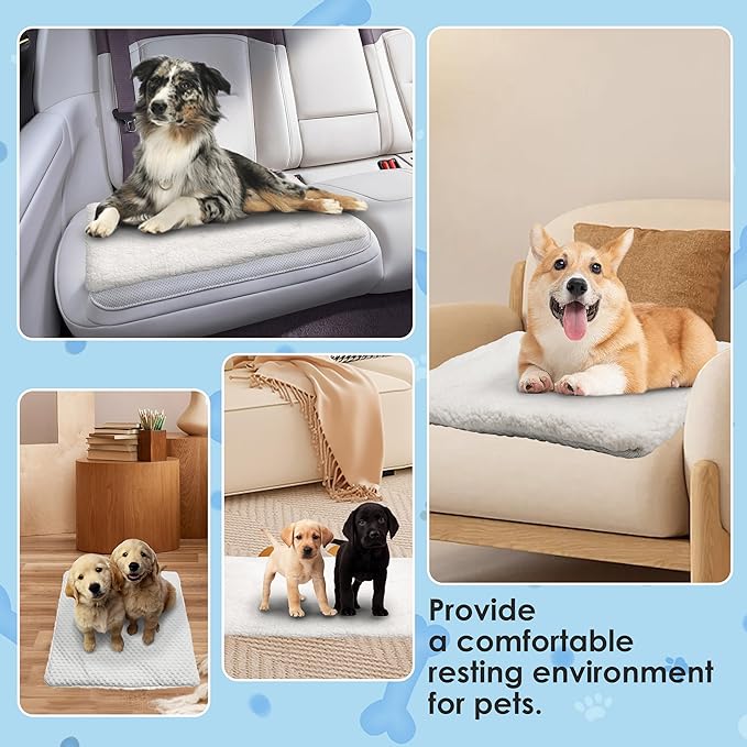 PatiencET Dog Cooling Mat, 18'' x 24" Reversible Dog Crate Pad (Cool and Warm), Pet Cooling Pad Bed with Washable Removable Cover, Soft Kennel Pad for Small Medium Dogs, Heated Warm Cat Bed