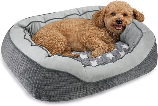 SIWA MARY Dog Beds for Small Medium Dogs & Cats. Washable Pet Bed, Orthopedic Dog Sofa Bed, Soft Calming Sleeping Warming Puppy Bed (Star-Grey, Small-(20’’x 19’’x 6’’))
