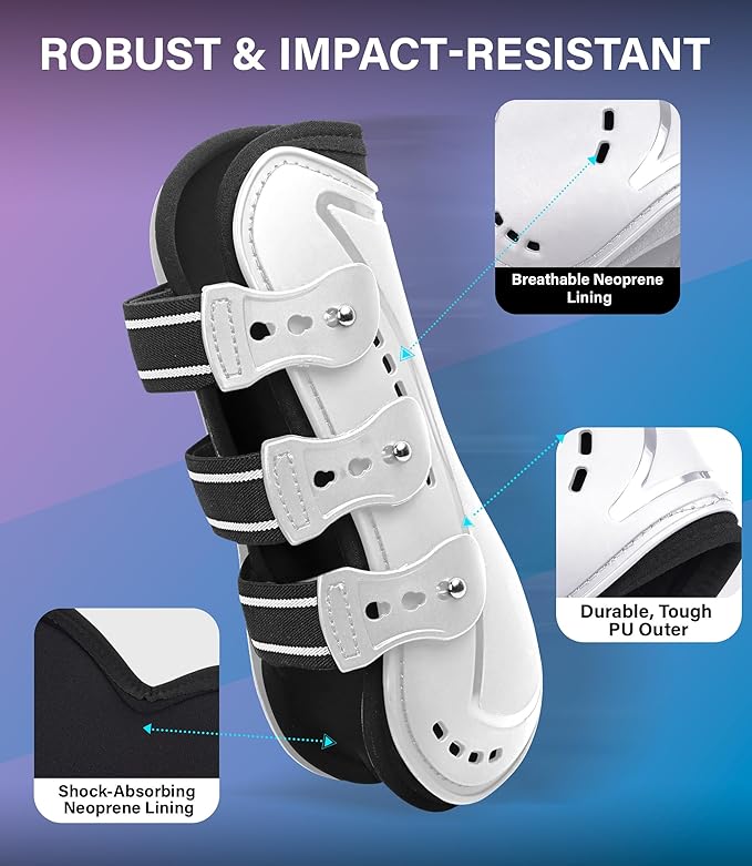 Horse Tendon Boots, Fetlock Boots & Open Front Boots for Jumping, Set of 4, Horse Protection Leg Guard
