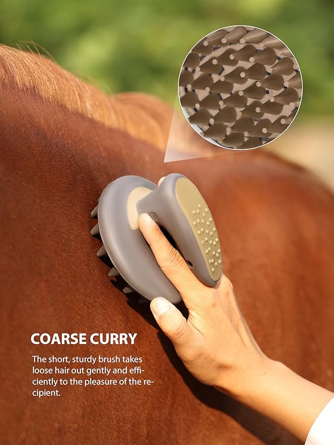 Harrison Howard Horse Grooming Brush Set, 7 Essential Grooming Brushes for Daily Horse Care, Body, Mane, Tail & Shedding Use Brown