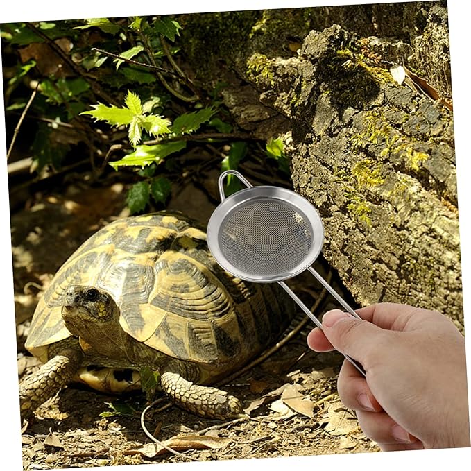Toyvian 2pcs Stainless Steel Reptile Sand Scoop Shovel for Efficient Litter Cleaning for Tortoise Lizard Snake Substrate Comfortable Handle Durable Design Fine Mesh Filtering