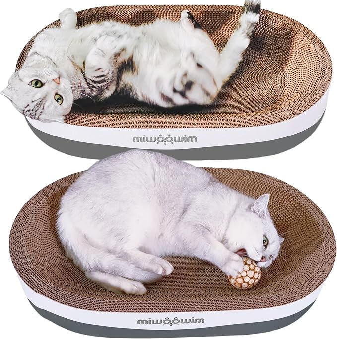 miwoowim 23.6" Extra Large Cat Scratcher Bed & Box Set, Oval Lounge Bowl - Image 5