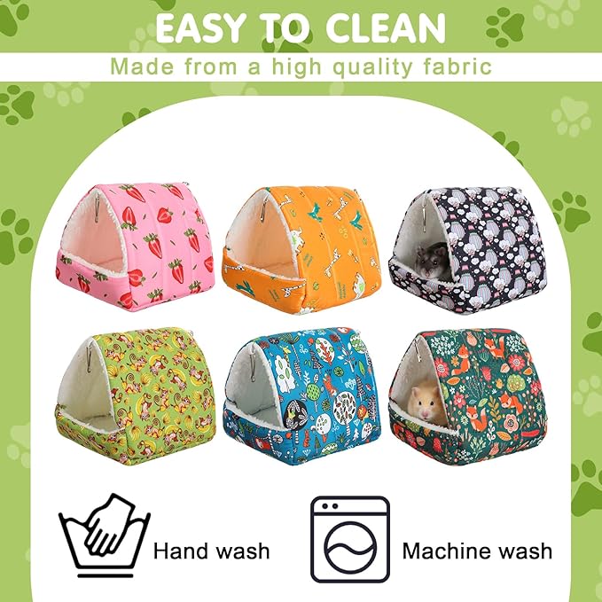 AceOrbit 6 Pcs Guinea Pig Hideout Small Tunnel 7.5 Inch Washable Hamster Bed Animal Cage Accessories for Chinchilla Rabbit Hedgehogs Ferrets to Digging Chewing(Classic Color,Vivid Patterns)